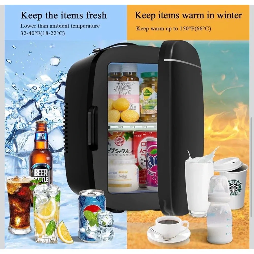 Nxone AQ-6L-A Portable Mini Fridge Warmer 6L Black AC/DC Compact Cooler